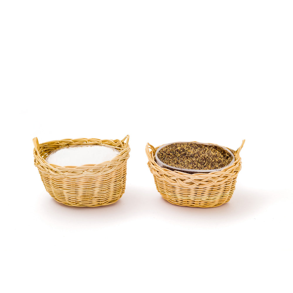 salt and pepper - basket & cup, set of 2