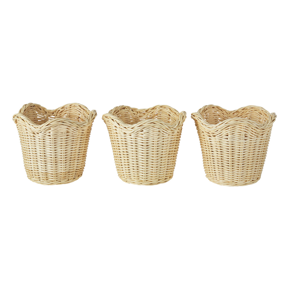 wavy wicker orchid baskets small, set of 3