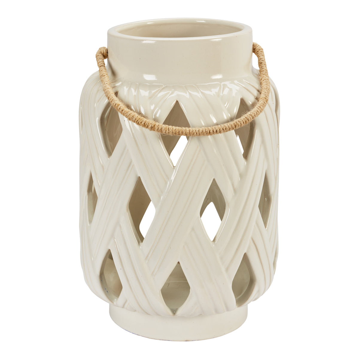 Ceramic Weave Lantern White
