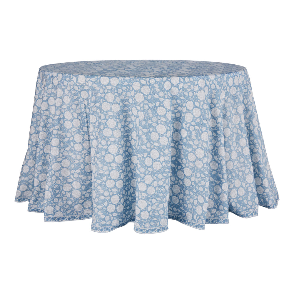 calypso tablecloth 108" round blue