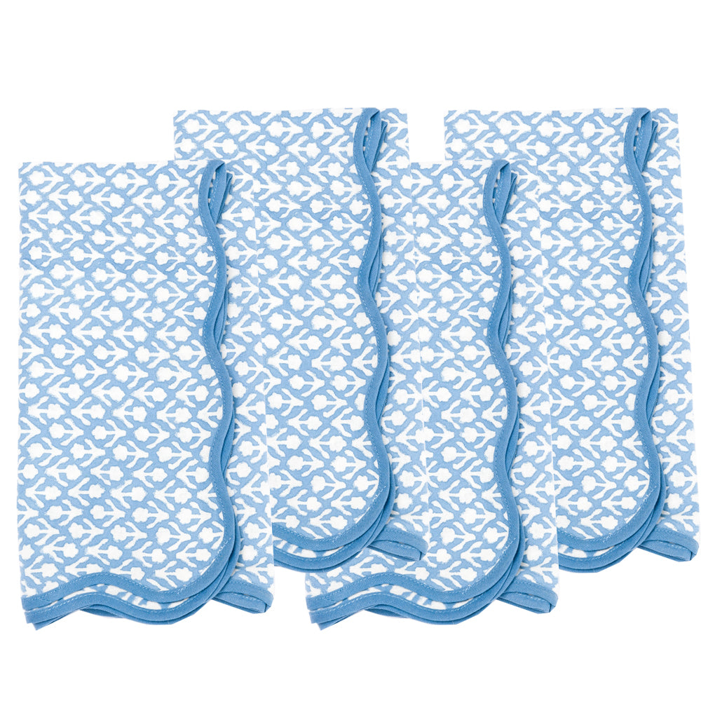 floral napkins blue, set of 4