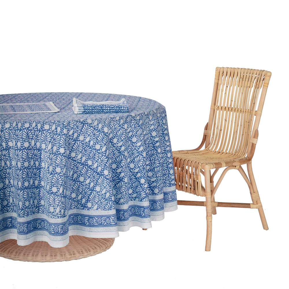 jasmine tablecloth 108" round indigo